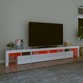 vidaXL Έπιπλο Τηλεόρασης με LED Γυαλιστερό Λευκό 260x36,5x40 εκ.