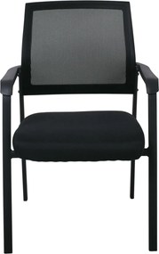 ASCO Πολυθρόνα Γραφείου Επισκέπτη Μέταλλο Βαφή Μαύρο, Mesh - Ύφασμα Μαύρο   4τμχ