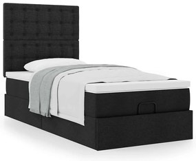 vidaXL Οθωμανικό κρεβάτι με στρώμα Μαύρο 90x200cm Ύφασμα