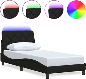 vidaXL Σκελετός Κρεβατιού με LED Χωρίς Στρώμα Μαύρο 90x200 εκ.