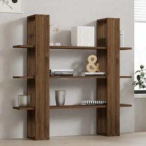Βιβλιοθήκη Yotek pakoworld σε καρυδί απόχρωση 120x23x120εκ (1 τεμάχια)