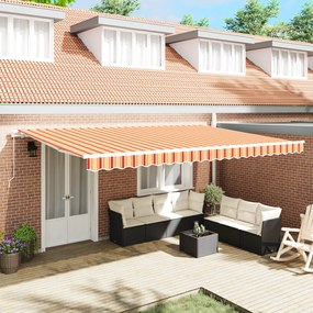 vidaXL Manual Retractable Awning της σε Πορτοκαλί και Κίτρινο 500x350 εκ.