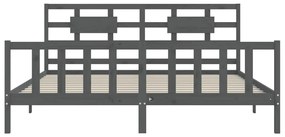 vidaXL Πλαίσιο Κρεβατιού με Κεφαλάρι Γκρι 200x200 εκ. Μασίφ Ξύλο