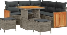 vidaXL Σετ Καναπέ Κήπου 8 pcs Γκρι Πολυέστερ και Κατασκευασμένο Ατσάλι