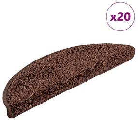 vidaXL Πατάκια Σκαλιών 20 τεμ. Καφέ Ημίκυκλα 56x17x3 εκ.