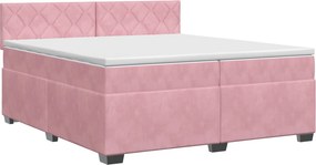 vidaXL Κρεβάτι box spring με στρώμα Ροζ 200 x 200 cm Βελούδο