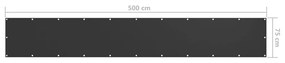 vidaXL Διαχωριστικό Βεράντας Ανθρακί 75 x 500 εκ. από Ύφασμα Oxford