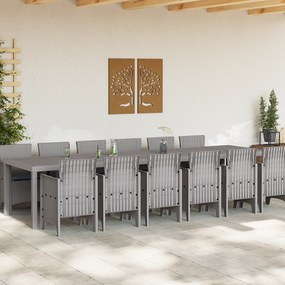vidaXL 13 Τεμαχίων Σετ Τραπεζαρίας Κήπου με Μαξιλάρια Ανοιχτό Γκρι Συνθετικό Ρατάν