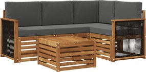 vidaXL Σειρά Καναπέ Εξωτερικού 5 pcs Φυσικό και Ανθρακί