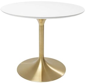 Τραπέζι Στρογγυλό Invitation Λευκό-Μπρονζέ 90x90x76εκ - Χρυσό