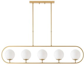 Φωτιστικό Οροφής - Ράγα Jewel 942FLG1143 122x15x91cm 5xE14 15W Gold-White Opviq