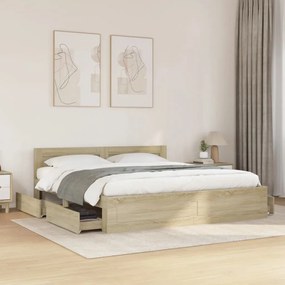 vidaXL Πλαίσιο Κρεβατιού με Κεφαλάρι Sonoma Δρυς 200x200εκ. Επεξ. Ξύλο