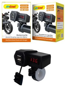 Andowl Φορτιστής Μοτοσυκλέτας με Θύρες 2xUSB CD-3311 - Motorcycle Phone Charging Cigarette Lighter
