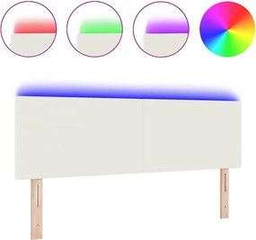 vidaXL LED κεφαλάρι με φώτα λωρίδας LED Κρεμ 144 cm Πολυεστέρας