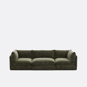 Μοντέρνος αρθρωτός καναπές 3 θέσεων από μελανζέ πολυεστέρα, MALO