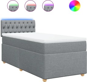 vidaXL Κρεβάτι Boxspring με Στρώμα Ανοιχτό Γκρι 80x200 εκ. Υφασμάτινο