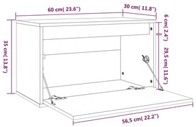 Ντουλάπι Τοίχου 60 x 30 x 35 εκ. από Μασίφ Ξύλο Πεύκου - Καφέ