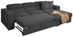 Καναπές Κρεβάτι Γωνιακός ArteLibre Δεξιά Γωνία ELOISE Σκούρο Γκρι 260x170x75-90cm