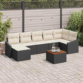 vidaXL Σετ Καναπέ Κήπου 8 pcs Μαύρος, λευκός