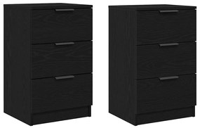 vidaXL Κομοδίνο 2 pcs Μαύρη δρυς 40 x 65 x 65 εκ. Επεξεργασμένο ξύλο