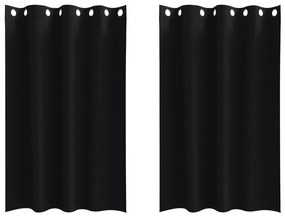 vidaXL Κουρτίνες με κουρτίνες 2 pcs Μαύρο 175 x 140 εκ. Πολυεστέρας