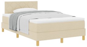 vidaXL Κρεβάτι Βάσης με Στρώμα Κρεμ 120x200 εκ. Ύφασμα