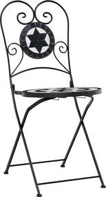 vidaXL Σετ Bistro «Μωσαϊκό» Μαύρο/Λευκό Σίδηρος και Κεραμικό