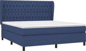 vidaXL Κρεβάτι Boxspring με Στρώμα Μπλε 180x200 εκ. Υφασμάτινο