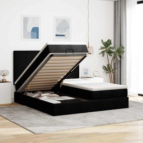 vidaXL Οθωμανικό κρεβάτι με στρώματα Μαύρο 160x200cm Ύφασμα