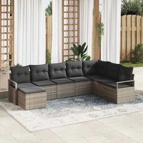 vidaXL Σετ Καναπέ Κήπου 8 pcs Μαύρο, Κρέμα Πολυ rattan, βαμμένο ατσάλι