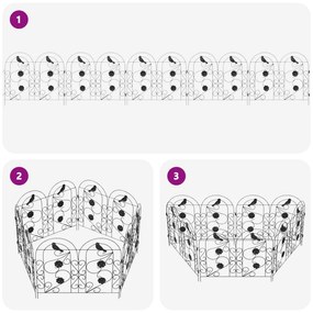 vidaXL Φράχτης Κήπου 5 pcs Μαύρο Ατσάλι