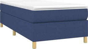vidaXL Κρεβάτι Boxspring με Στρώμα Μπλε 90x200 εκ.Υφασμάτινο