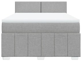 Κρεβάτι Boxspring με Στρώμα Ανοιχτό Γκρι 140x190 εκ. Υφασμάτινο - Γκρι