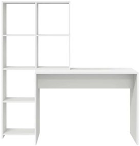 vidaXL Γραφείο με ράφι Λευκό 138.5 x 55 x 143 εκ Επεξεργασμένο ξύλο