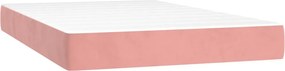 vidaXL Κρεβάτι Boxspring με Στρώμα Ροζ 120x200 εκ. Βελούδινο