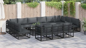 vidaXL Σετ Καναπέ Κήπου 13 pcs Μαύρο 423 x 211.5 x 71 εκ Αλουμίνιο