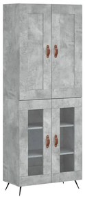 vidaXL Ντουλάπι Γκρι Σκυροδέματος 69,5x34x180 εκ. Επεξεργασμένο Ξύλο