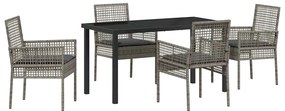 vidaXL Σέτ φαγητού για κήπο με μαξιλάρι 5 pcs Γκρι Πολυ ράταν