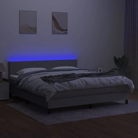 ΚΡΕΒΑΤΙ BOXSPRING ΜΕ ΣΤΡΩΜΑ &amp; LED ΑΝ.ΓΚΡΙ 160X200 ΕΚ ΥΦΑΣΜΑΤΙΝΟ 3133005