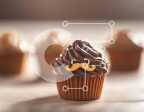 Intra Συλλεκτικό Ξύλινο Παζλ Plywood  4mm - Μονό Cupcake με παγωμένο σοκολάτα και πορτοκαλί μουστάκι Σε Ξύλινο Κουτί - Διαστάσεις: 10x10 cm – 25 κομμάτια