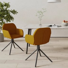 vidaXL Καρέκλες Τραπεζαρίας Περιστρεφόμενες 2 τεμ. Καφέ Βελούδινες
