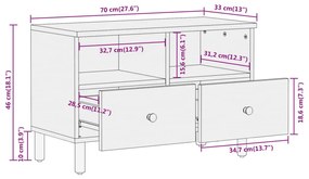 Έπιπλο Τηλεόρασης 70 x 33 x 46 εκ. από Μασίφ Ξύλο Ακακίας - Καφέ