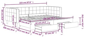 Καναπές Κρεβάτι Συρόμενος Ροζ 90x200 εκ. Βελούδινος &amp; Συρτάρια - Ροζ