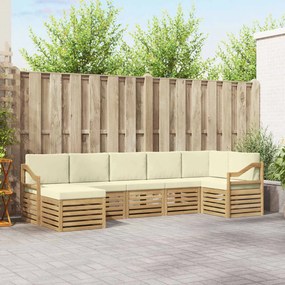 vidaXL Σειρά Καναπέ Εξωτερικού 7 pcs Λευκό και Κρεμ