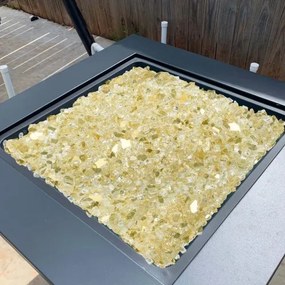 VEVOR 10 LBS Fire Glass 1/2-Inch Fireplace Glass Rocks for Fire Pit Table Gold