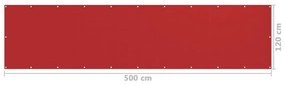 Διαχωριστικό Βεράντας Κόκκινο 120 x 500 εκ. από HDPE - Κόκκινο
