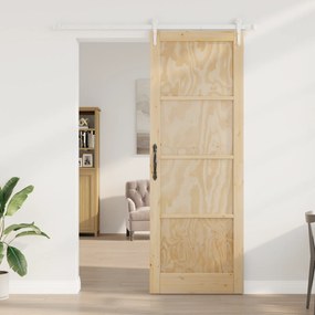 vidaXL Συρόμενη Πόρτα με Σετ Εξαρτημάτων 83x232 εκ. Μασίφ Ξύλο Πεύκου