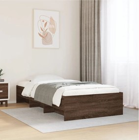 vidaXL Πλαίσιο Κρεβ. Χωρ. Στρώμα Καφέ Δρυς 90x200 εκ. Επεξ. Ξύλο