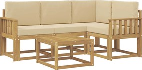 vidaXL Σειρά Καναπέ Εξωτερικού με μαξιλάρι 5 pcs Λευκό και Μπεζ