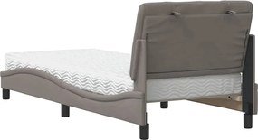 vidaXL Κρεβάτι με Στρώμα Taupe 90x200 εκ. Υφασμάτινο
